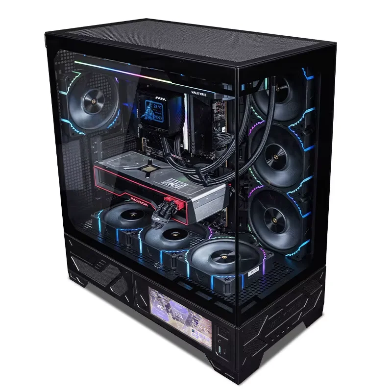 Gabinete Gamer VALKYRIE VK03 LCD Branco/Preto Mid Tower ATX com
