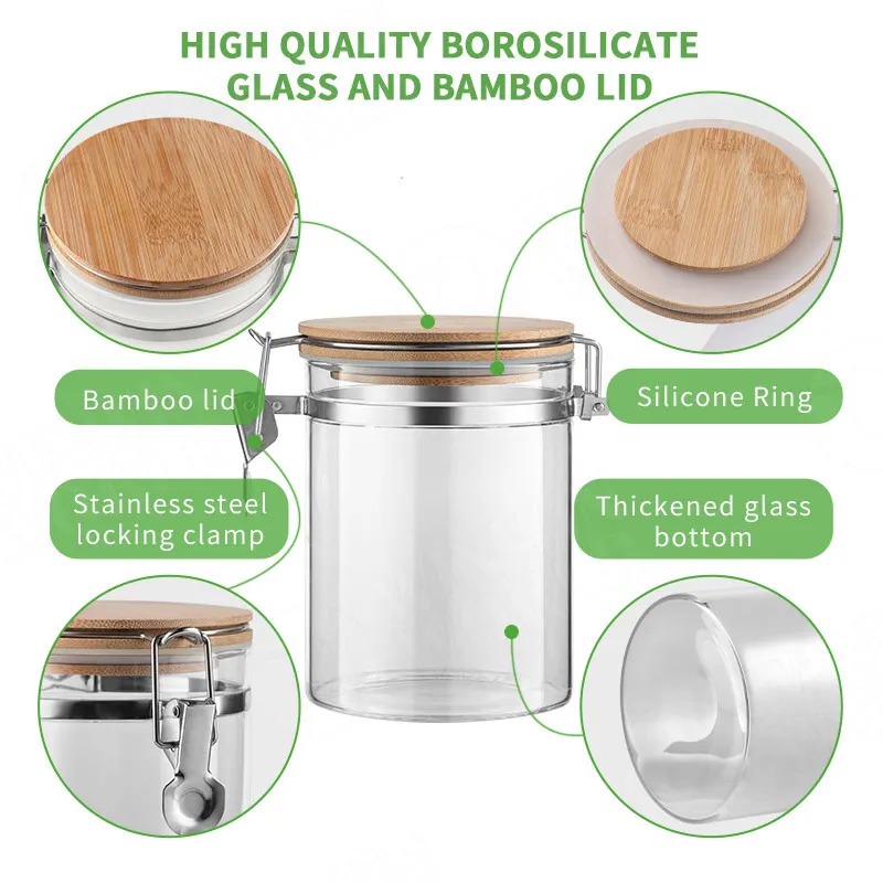 Borosilicate Glass Storage Jars with Airtight Locking Clamp Lids 2