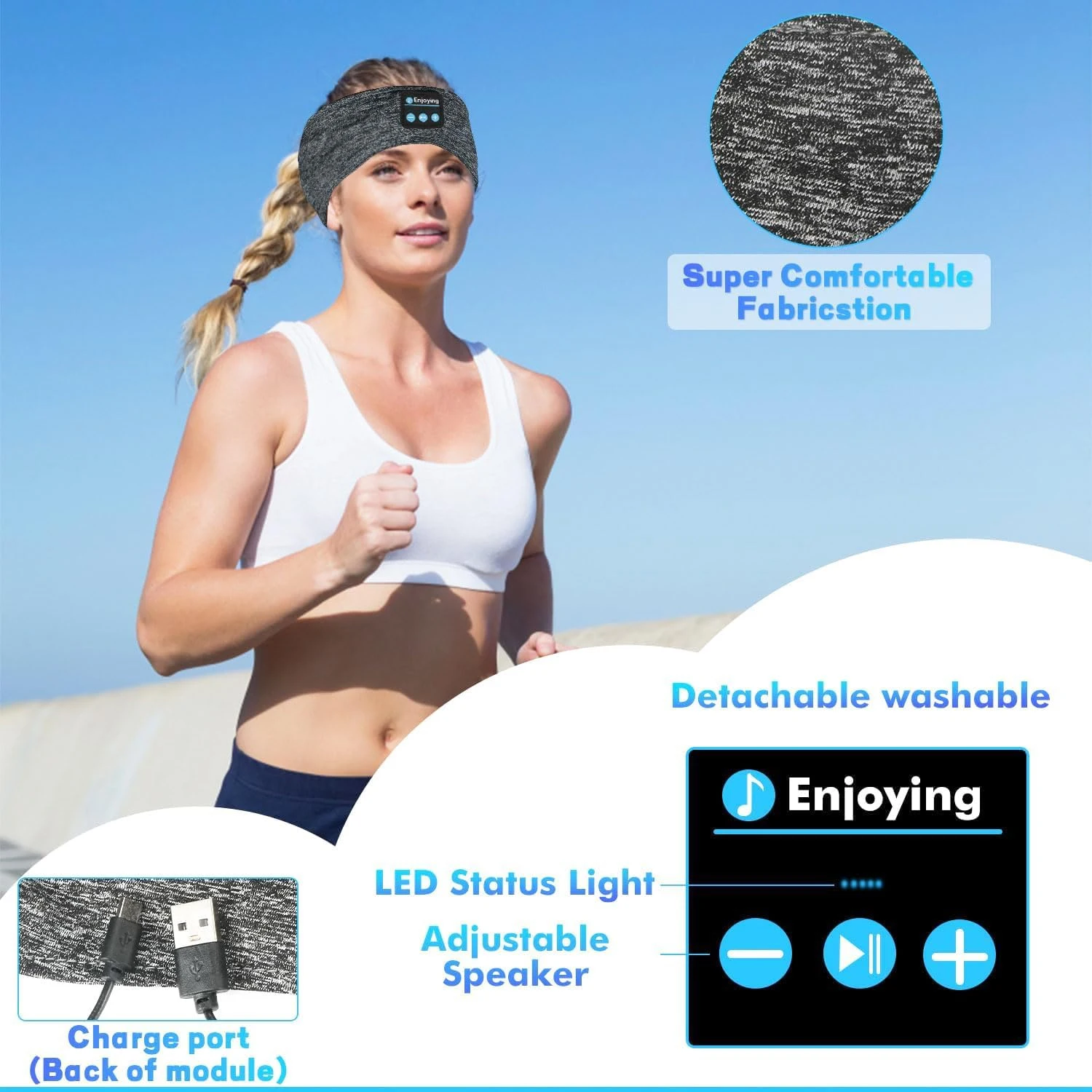 V5.4 Sleep Headphones Headband,Soft Sleeping Wireless Music Sport Earphones with Ultra-T aperçu 4