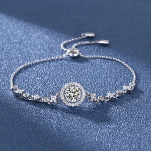 Manufacture Fine Luxury Customizable Star Shaped Moissanite Bracelet 925 Sterling Silver Link Chain Bracelet Women's Jewelry