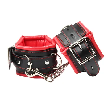 Adjustable Handcuffs Wrist Ankle Bracelets Sm Adult Plush Pu Leather Bondage Fetish Handcuffs Kit Cuff Restraint Set Sex Toy