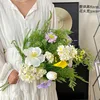 White fairy cherry blossoms, pale purple round chrysanthemums, s