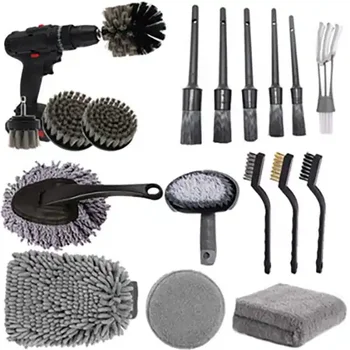 18 pcs car detailing brush set car interior detailing set with auto drill clean brushes