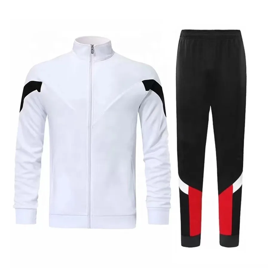 Survêtement Homme Ensemble 2 Pièces Blanc - Fitness Multisport Indoor Respirant Manches Longues