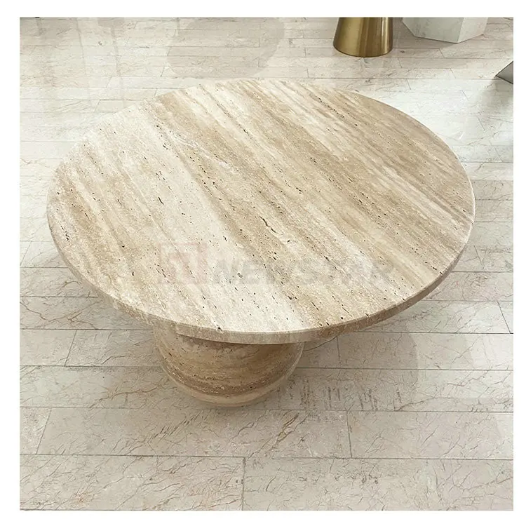 Real Stone Hot Design 2022 Customized Modern Marble Travertine Stone Coffee Table Round Luxury Living Room Sets Furniture Luxury