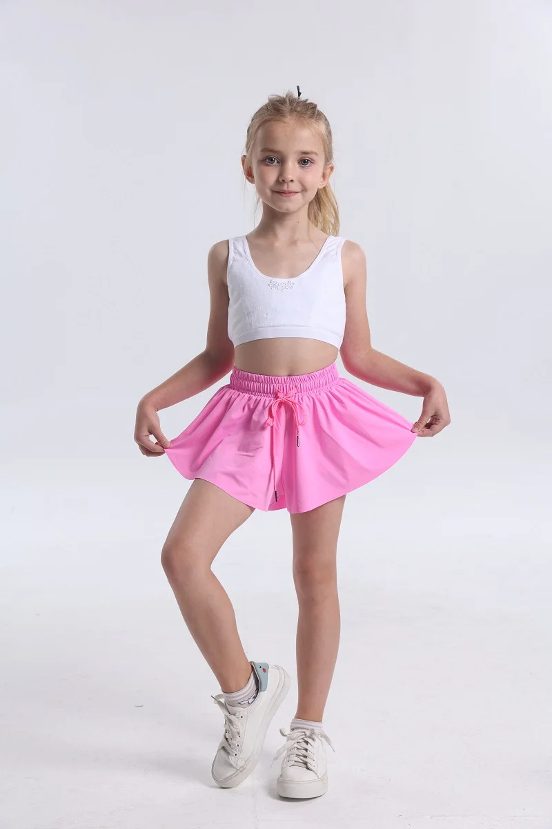 2 In 1 Flowy Running Yoga Shorts Women Gym Sport Kid Biker Butterfly