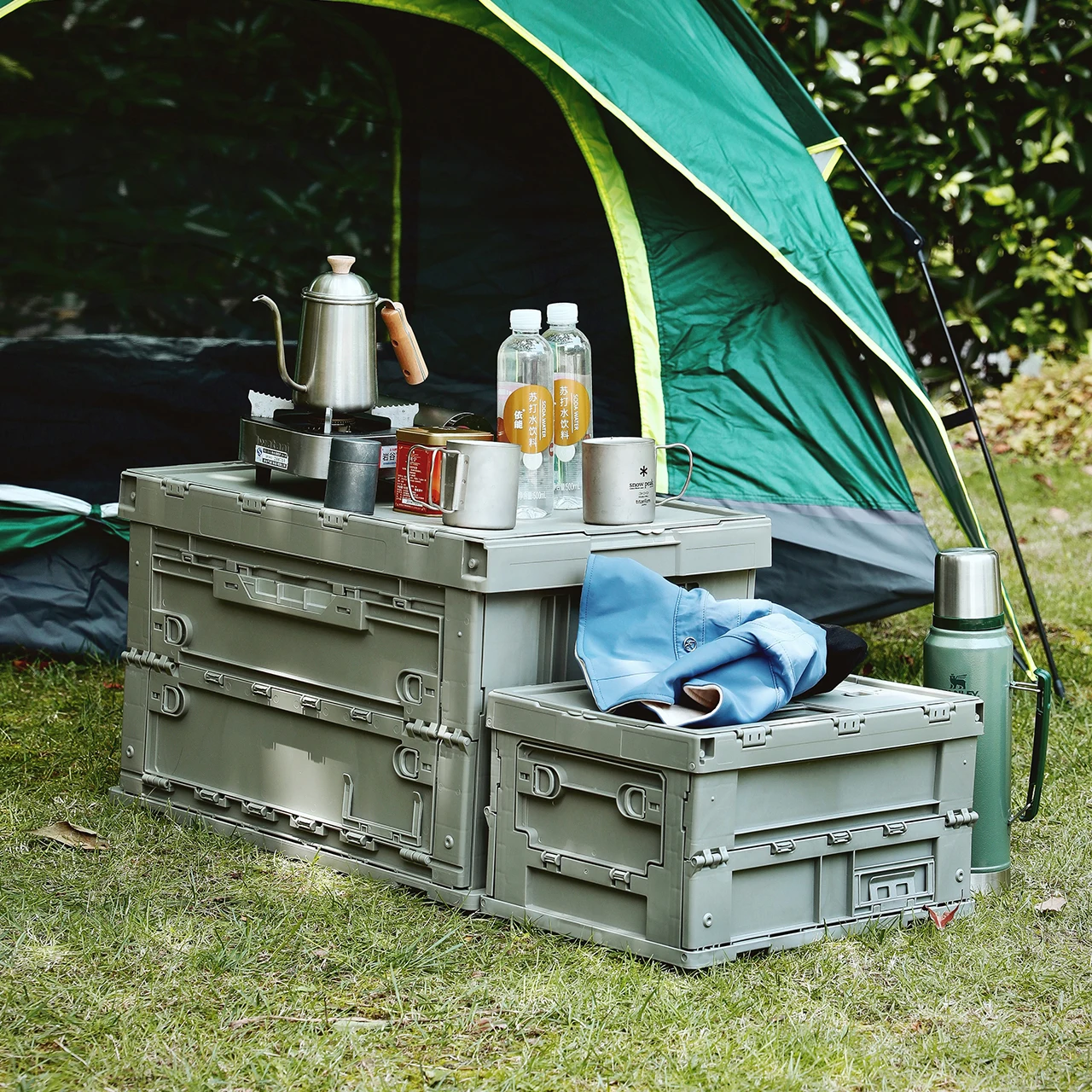 SHIMOYAMA Foldable Moveable Storage Box With Trolley for Outdoor Use Big Capacity