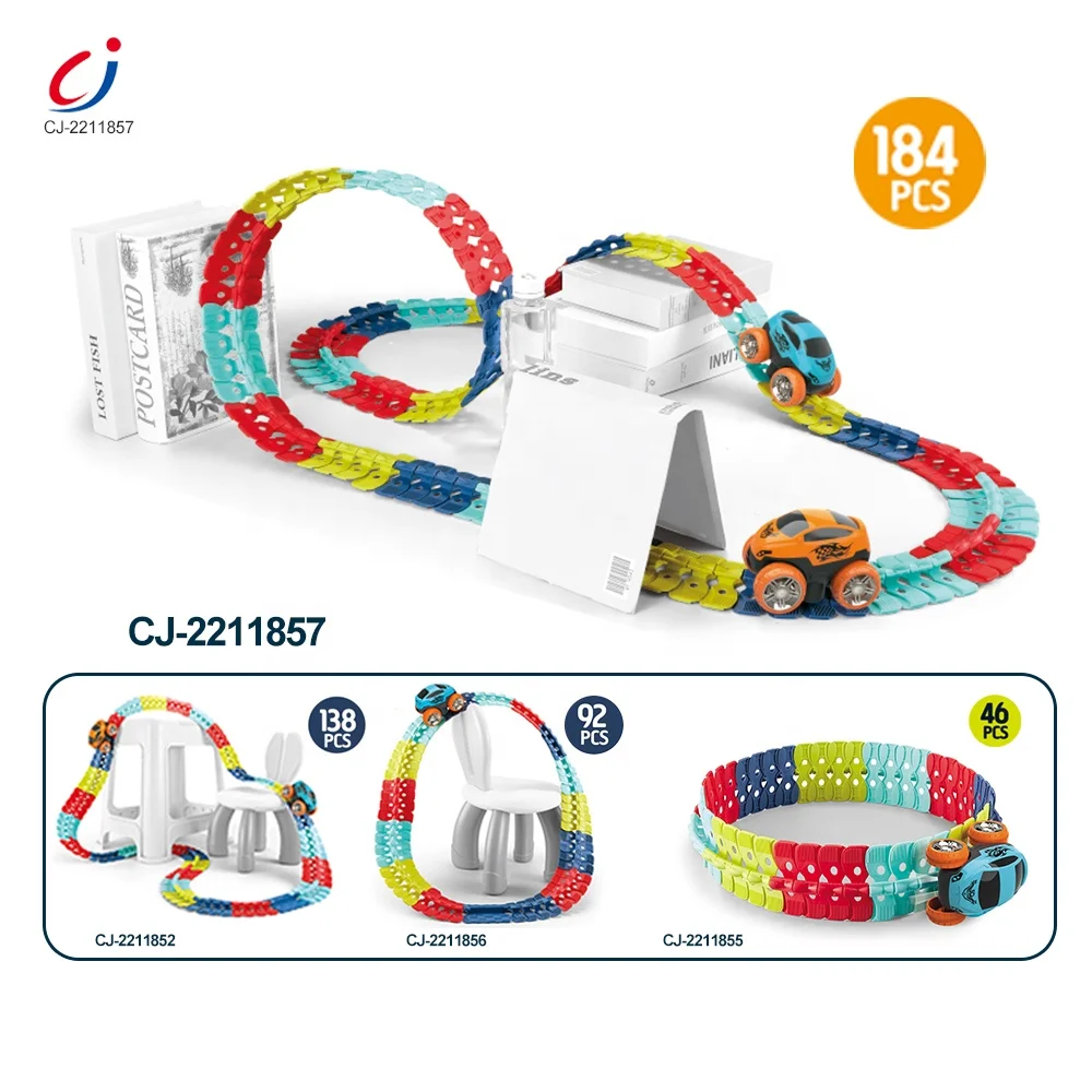 Новый дизайн сборка «сделай сам» регулируемый гибкий трек гоночный игрушечный набор светящийся автомобиль сменный слот 184 шт. сборная