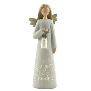 Custom resin angel figure guardian angel with glass vase