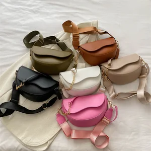 2026 Hot Selling Woman's Flap Saddle Bags Candy Color Pu Leather Lady's Crossbody Bags Fashion Woman's Handbags