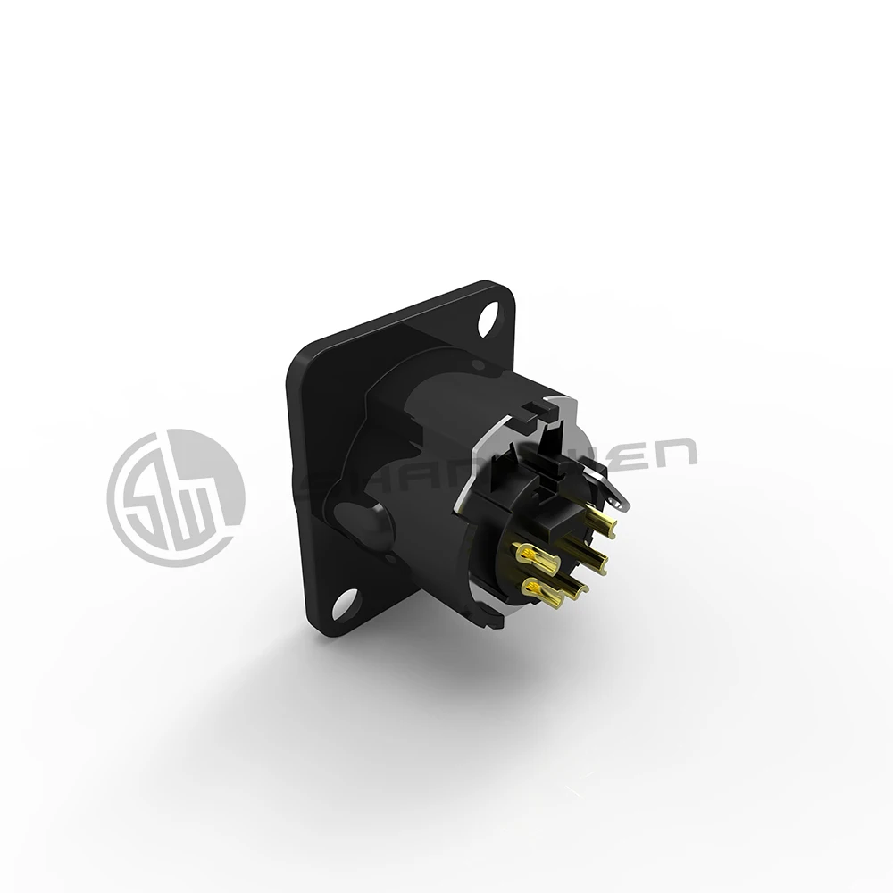 Indoor Audio XLR 5 Pin Male DMX Lighting Jack Black Gold Contacts Female/Male Plug Socket 5 Pin Xlr Connector