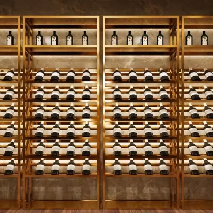 Modern Luxury Gold bar Wine Cabinet Storage Metal Red Wine Shelf ...