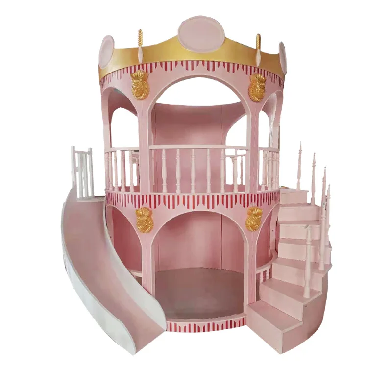 Oem Princess Castle Bunk Bed Bunker Bed Luxury Pink And Gold Bedroom