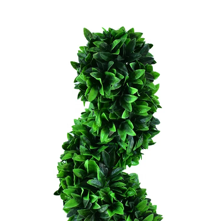 Artificial Boxwood Topiary Spiral Tree Faux Greenery Plants Plastic Flower Pot Decorative Trees for Home Office Indoor Outdoor