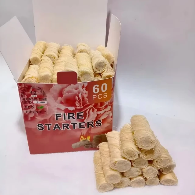 Customizable Wood Wool Fire Starters Fireproof Compressed Charcoal Outdoor Grills Kitchens Barbecue Accessories Including