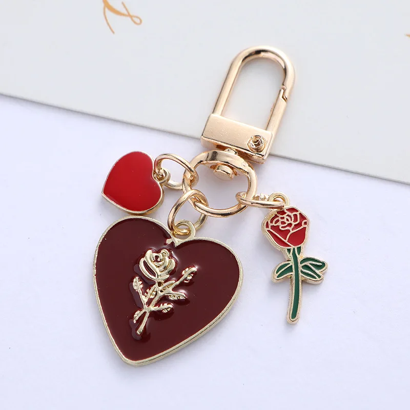 BYINGWD Rose Love Keychain – Cute Zinc Alloy Key Chain For Women, Fashion Gift
