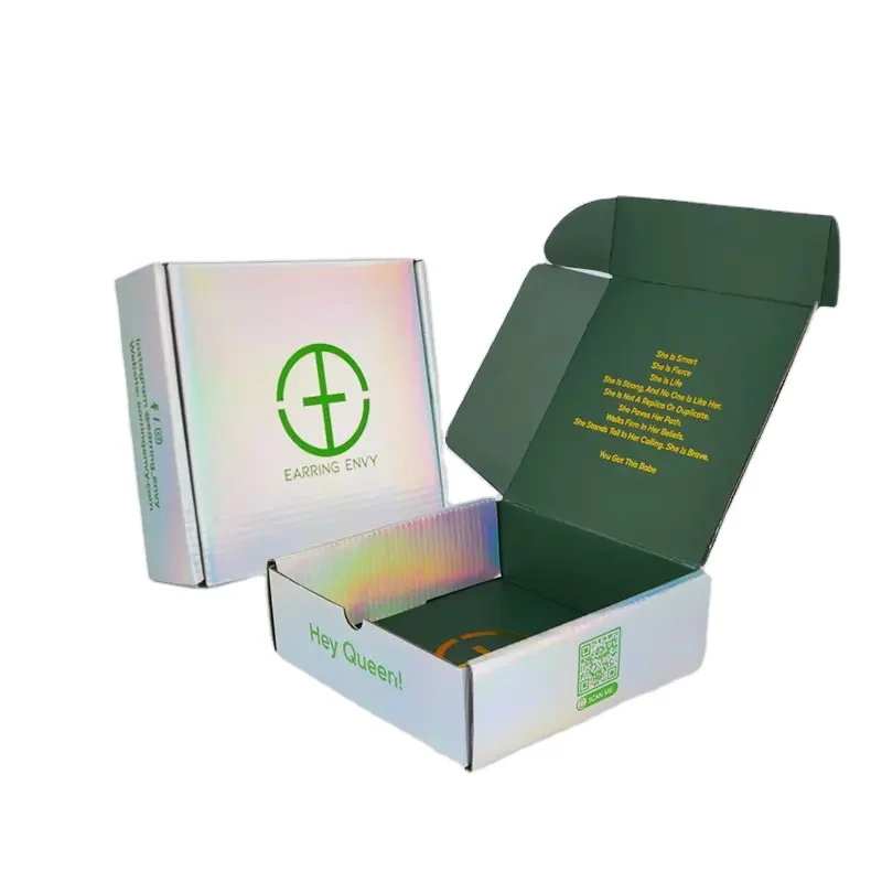 Factory Price Customized Logo Skincare Laser Sliver Packaging  Box Shipping Corrugated Mailer Cardboard Box supplier