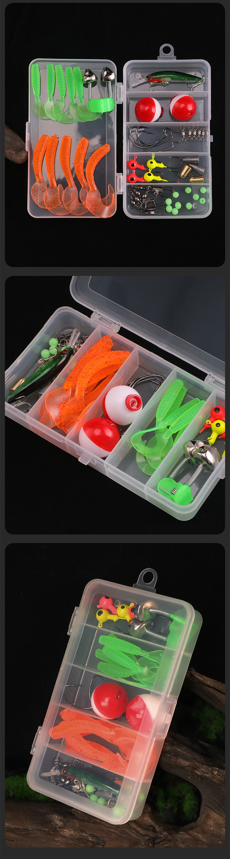 Dingyuan 46pcs Fishing Combo Soft Lure Accessories Hooks Fishing Set