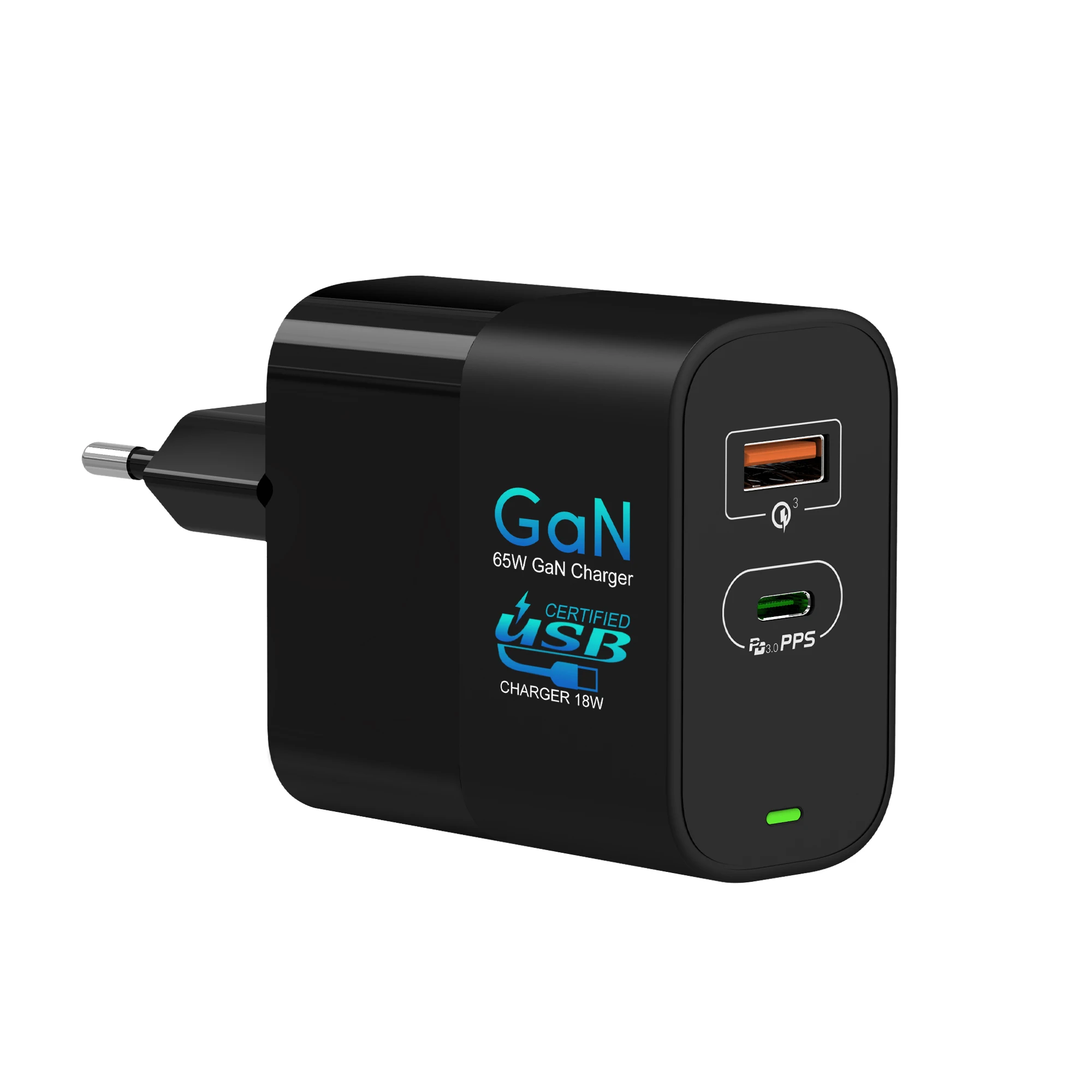 2020 New Technology Gallium dual ports PD Charger Type C 65W replaceable US/AU/UK plug Usb 3.0 charger for laptop Adapter