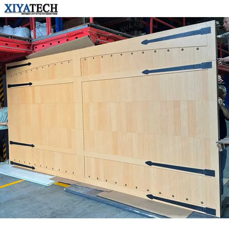 XIYATECH Custom American Vintage Style Aluminum Alloy Carriage House Garage Panels Opening Sectional Automatic Wooden Garage for