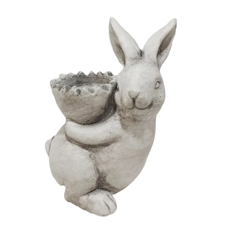 3D White Relief Style Resin Rabbit Statue with Shiny Snow Flake for Home and Garden Decoration