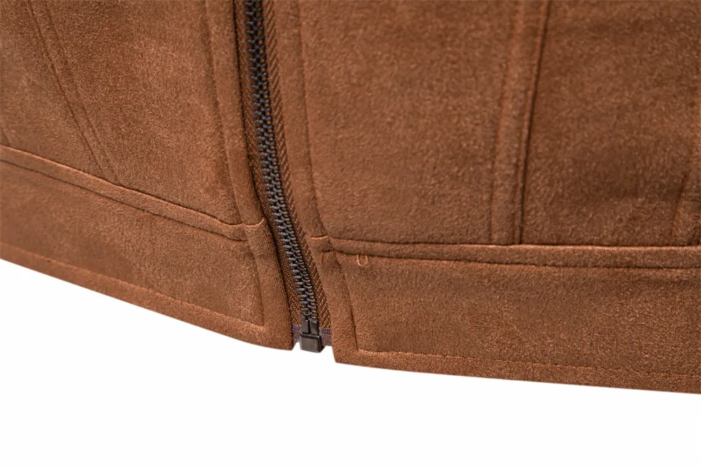 Men's Suede Jacket Solid Colour Lapel Casual Outdoor Autumn Coat_voghion.com