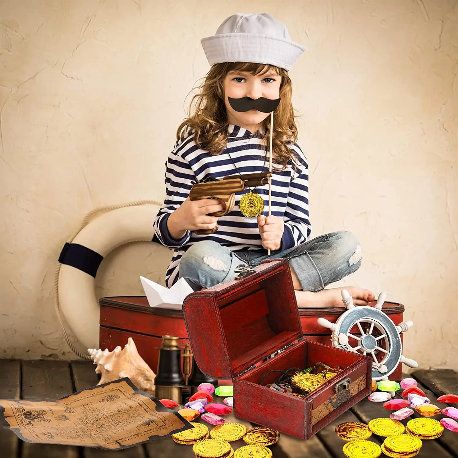 Wholesale Small Jewelry Box Mini Wooden Keepsake Storage Box Kids Pirate  Treasure Chest Boxes