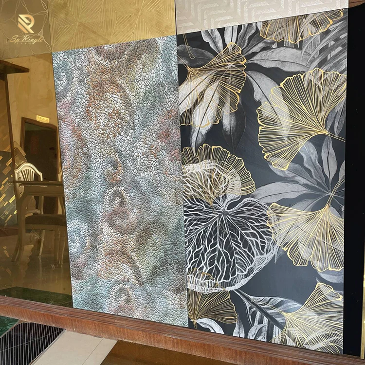 3D Texture Golden Maple Leaf Customized Tile Interior Design Living Room Wall Background Matte Decorative Floor Porcelain Tiles