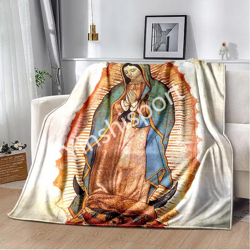 2024 Best Selling   New Design Custom Printed Flannel Guadalupe Virgin Mary Maria Enthusiast Gift Soft Throw Blanket