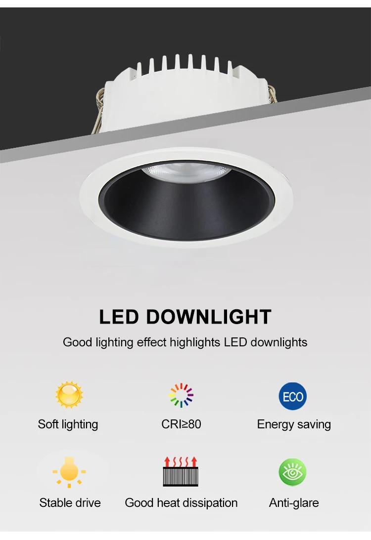 Modern Round Cob Led Recessed Downlight Adjustable Ceiling Downlight Spot Light Led Adjust Down