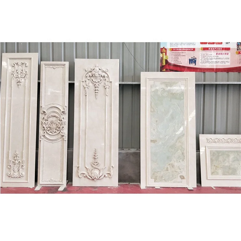 Interior Wall Design Ultraman Cream Beige Marble and Artificial Stone Green Onyx Villa Wall Decoration