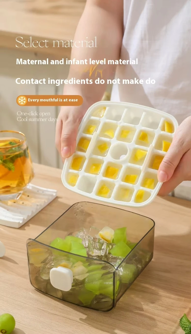 New Large Capacity Food Grade Ice Box Ice Bucket Double-Layer Pressed Ice Cube Mold with Handle Drawer
