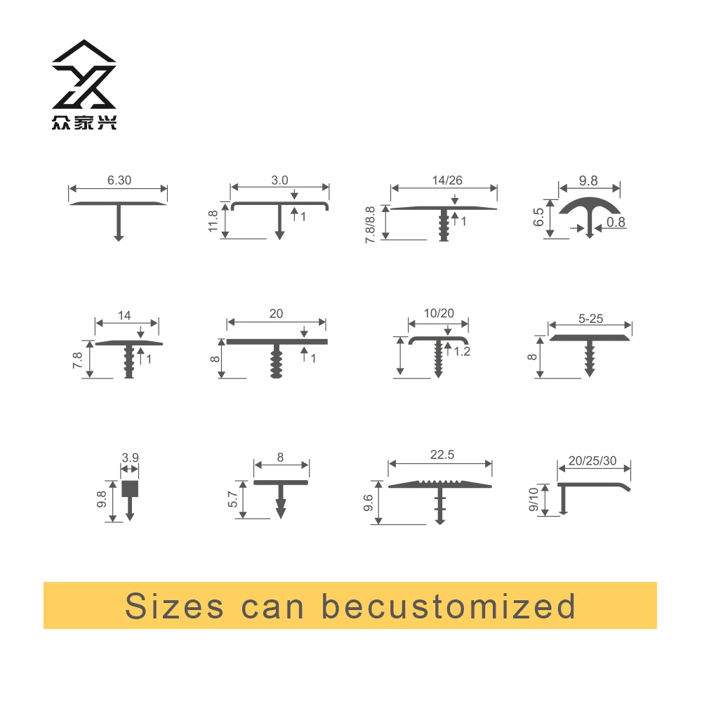 Solid Extrusion Carpet Strip Transition Aluminum Profile T Shaped Ceramic Tile Trim details