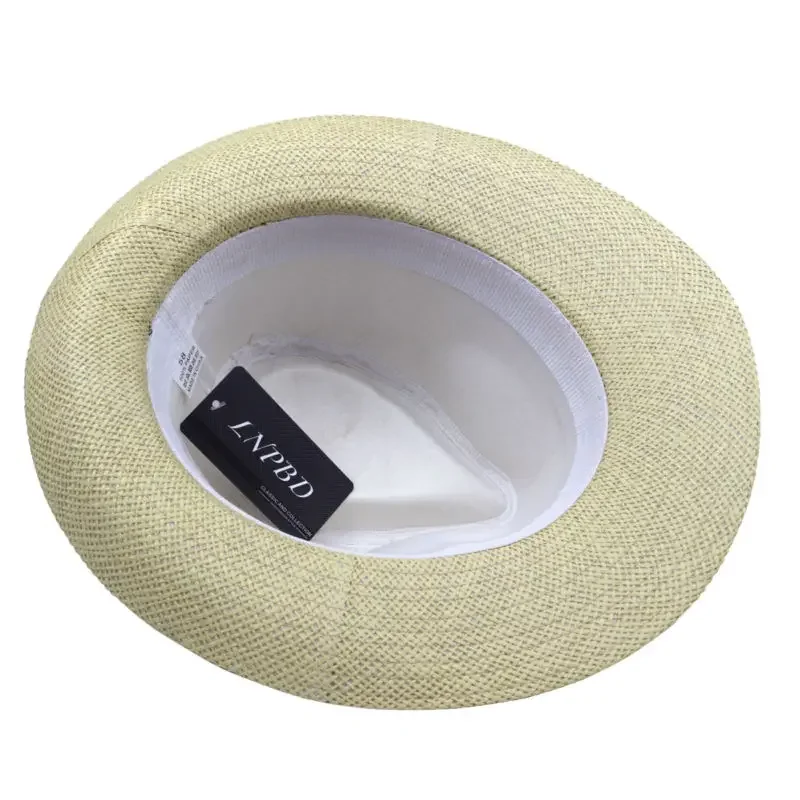 Hot Fashion Summer Casual Unisex Beach Trilby Large Brim Jazz Hat Panama Paper Straw Women Men Cap With Black Ribbon