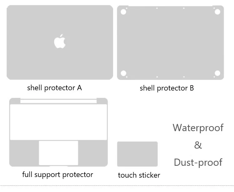 LFD 907 Anti-Fingerprint Notebook protection Film Set of 5 Laptop Skins Stickers for MacBook
