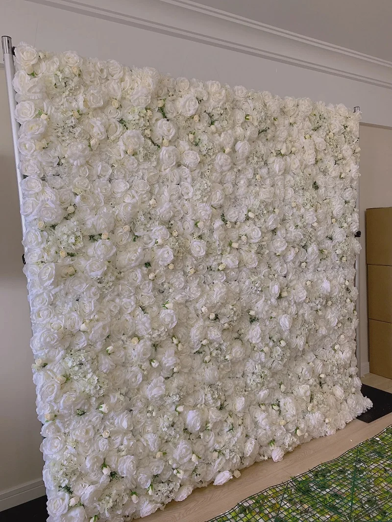 3d Rose Flower Wall Ivory Flower Wall Artificial Floral Backdrop ...