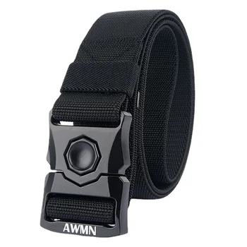 2020 New Men's Elastic Nylon Belt with Plastic Tactical for Buckle Versatile Customizable Logo for Outdoor Use