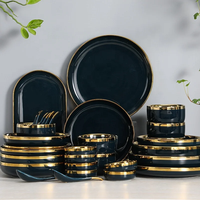 Matt black dinner set best sale