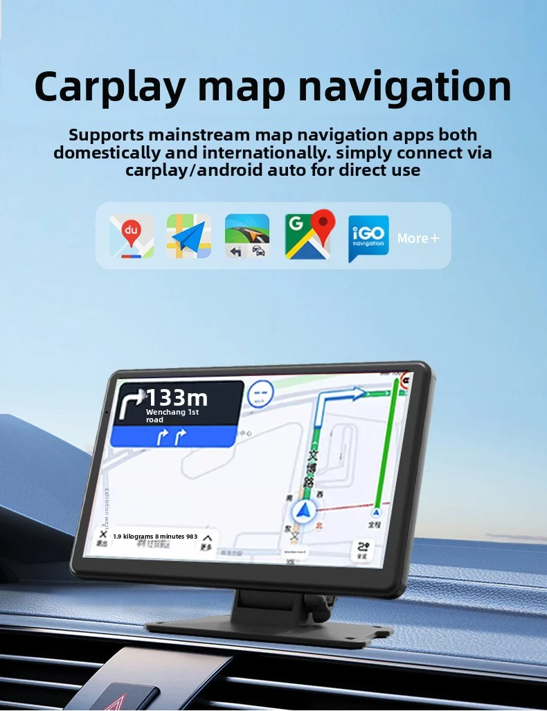 7-Inch Wireless CarPlay Adapter with Screen Mirroring MP5 Player Wired to Wireless CarPlay Navigator