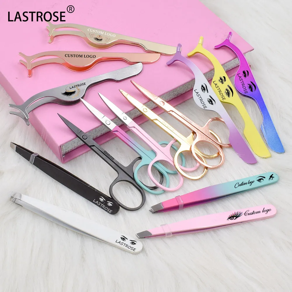 Пинцет для бровей из нержавеющей стали, пинцет для наращивания ресниц от частного бренда, набор инструментов для ресниц, пинцет для бровей с острым носком