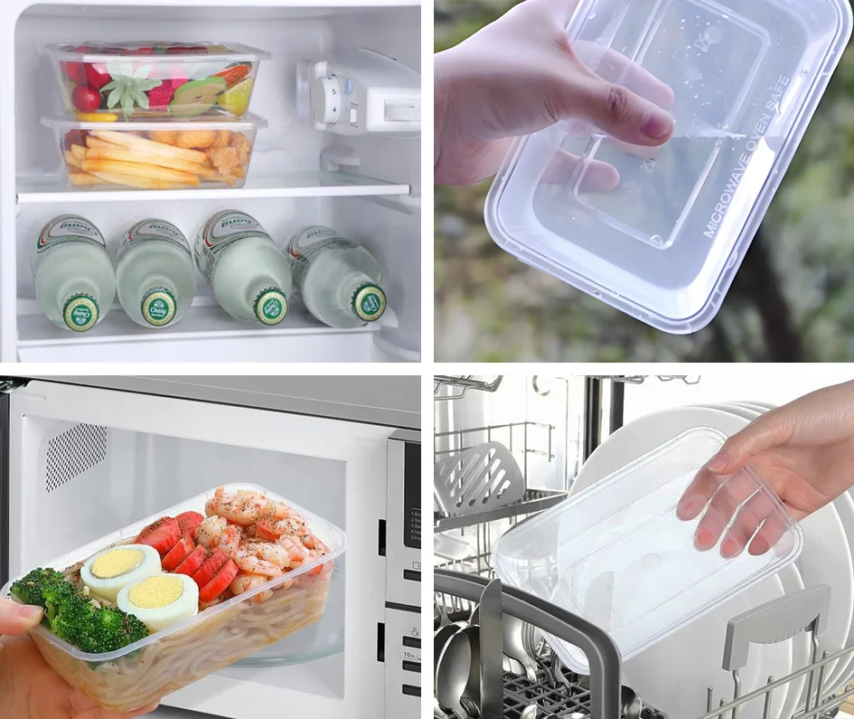 Clear Black Rectangular Microwaveable Takeaway Disposable Transparent Plastic Food Container Supplier