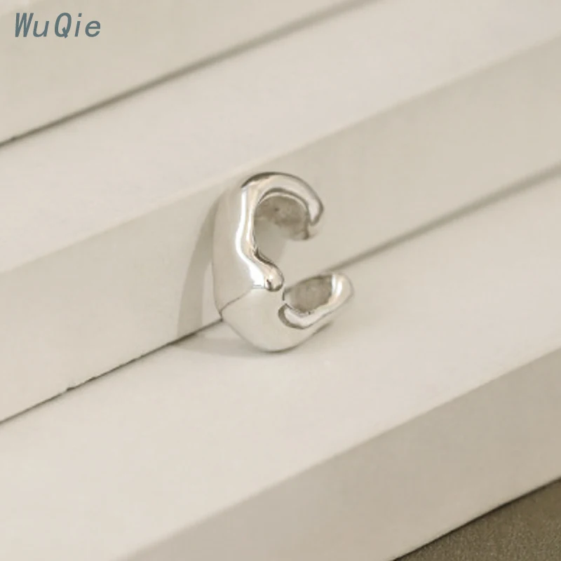Wuqie 925 Silver Simple Irregular Ear Clip Earrings No Pierced Cuff Earring