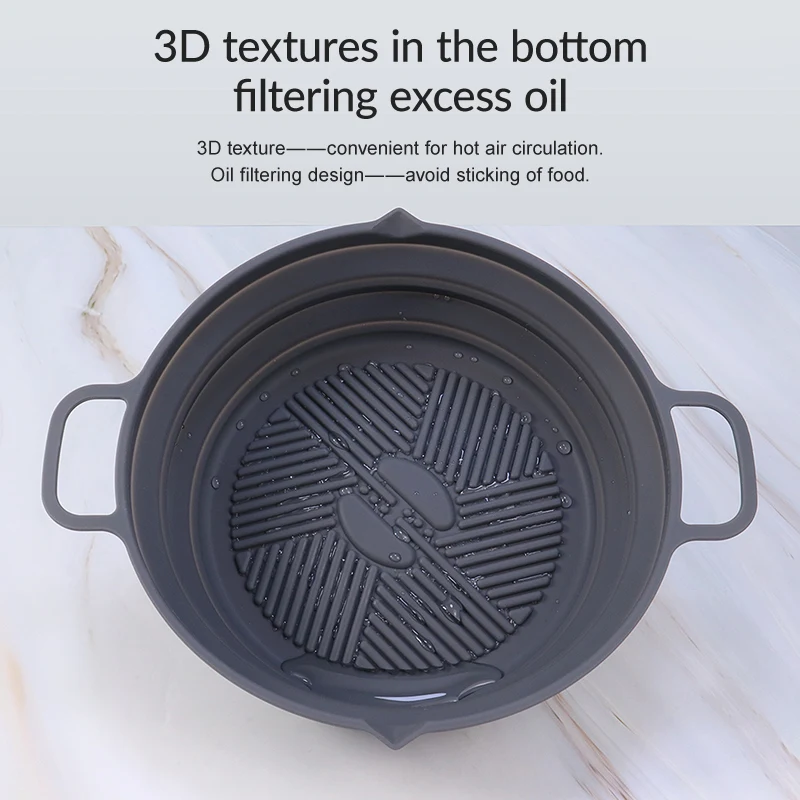 7.5/8/8.5inch Foldable Reusable Nonstick Silicone Oven Baking Mold Cake Pan Air Fryer Basket