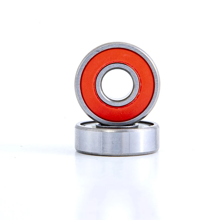 Brand New 8 pcs of Abec 9 Skateboard Bearings Set Color Red 4pcs Spacers 