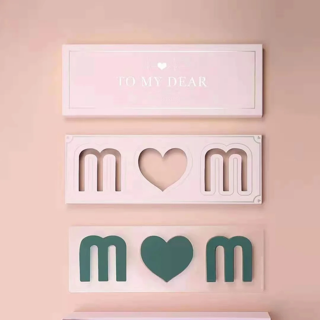 Mother's Day Rectangle Window Gift Box Flower Packaging Box Flower Arrangement Box with Foam I love U Flower Wrapping Chocolate