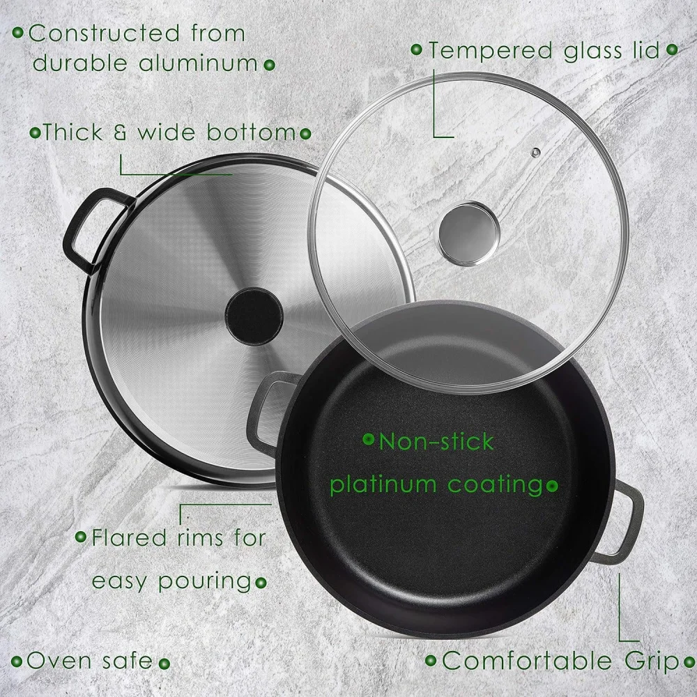 Nonstick Cookware Set Shallow Casserole Pot With Non Toxic Stone
