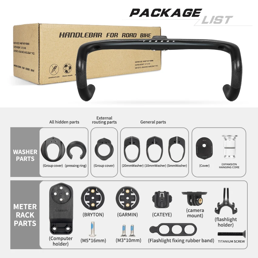 TOSEEK Factory Wholesale Aero Carbon Integrated Road Bike Handlebar Length 90/100/110/120 Lightweight Internal Wiring OEM ODM