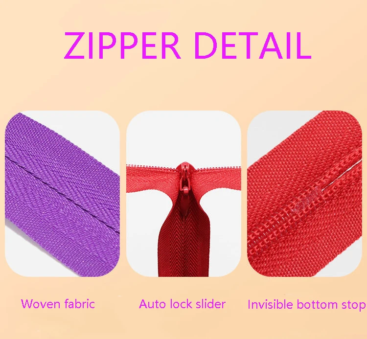 Factory In Stock 2 Days Delivery 6 Sizes Of Closed 3 Zipper Clothing