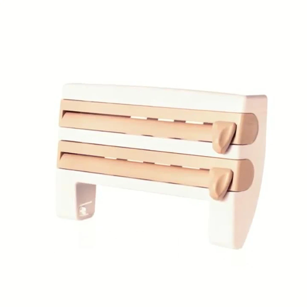 Wall Mounted Plastic Wrap Dispenser with Built-in Cutter Space Saving Design