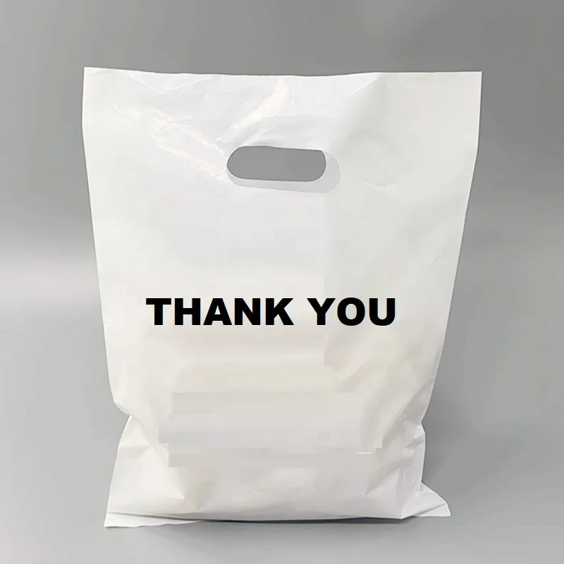 Custom Print Ldpe Hdpe Die Cut Handle Carry Poly Apparel Packing